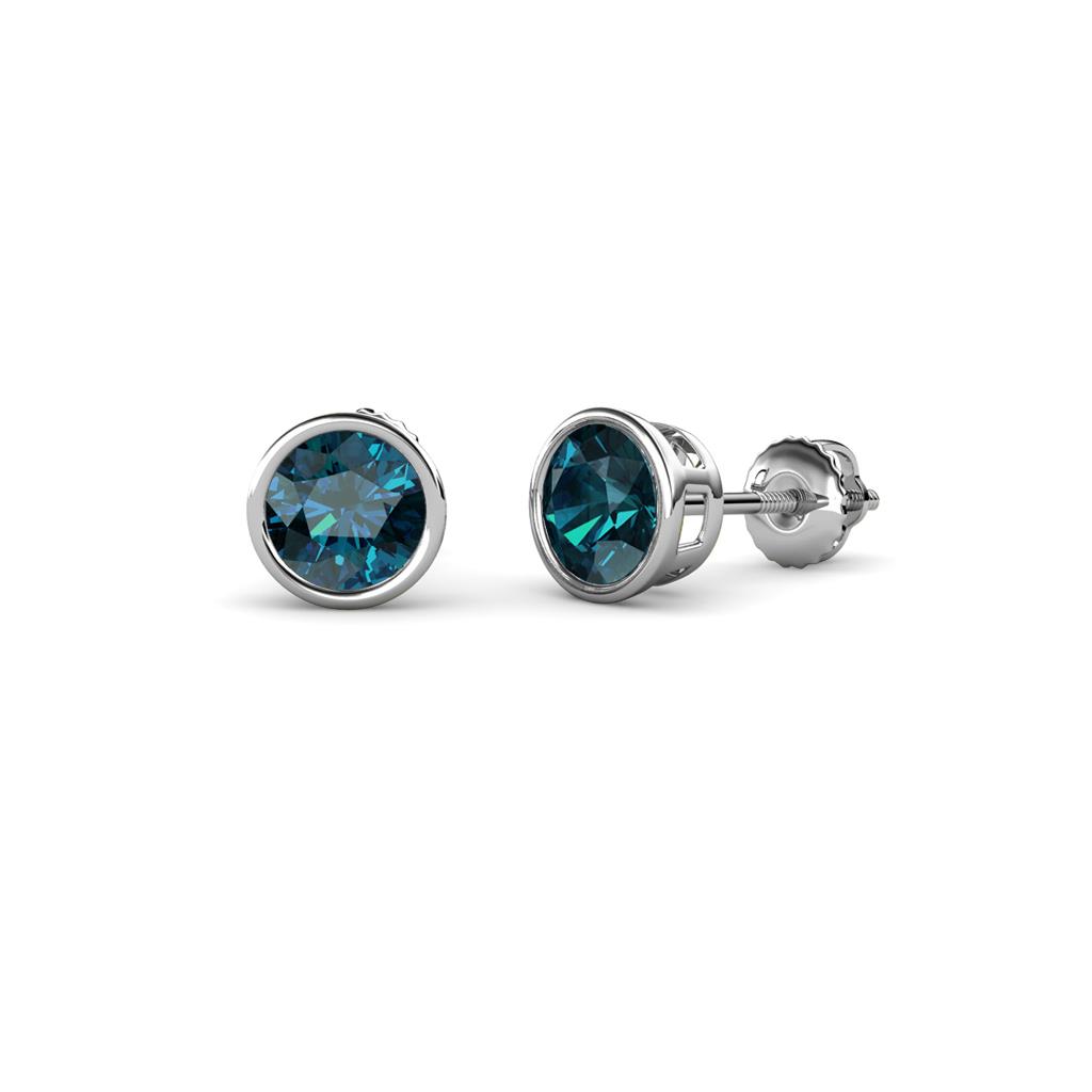 Carys Blue Diamond (3.2mm) Solitaire Stud Earrings 