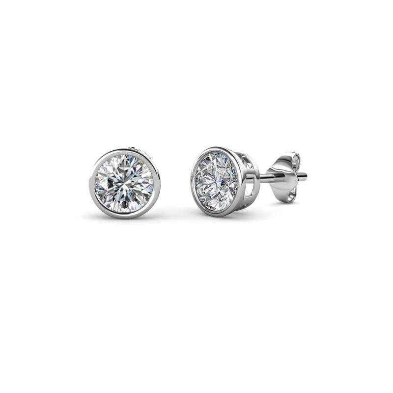 Solid White Gold Diamond Studs, 2 Ct Round Created Pink Diamond Earrin -  Brilliant Lab Creations