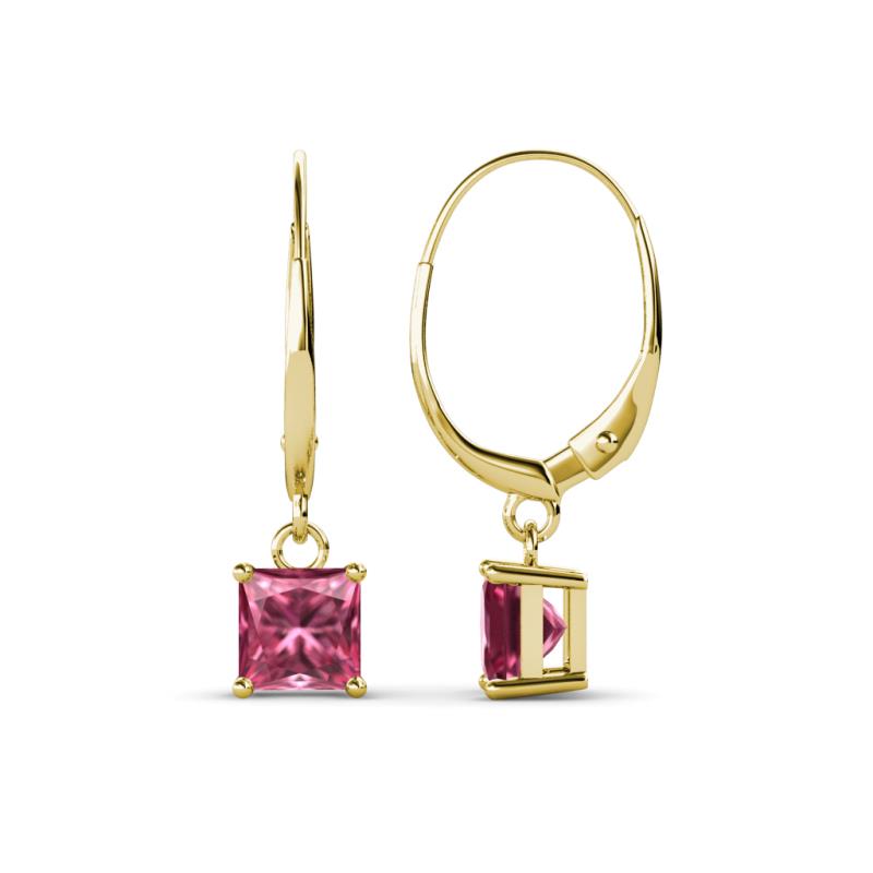 Qiana Pink Tourmaline (5.5mm) Solitaire Dangling Earrings 