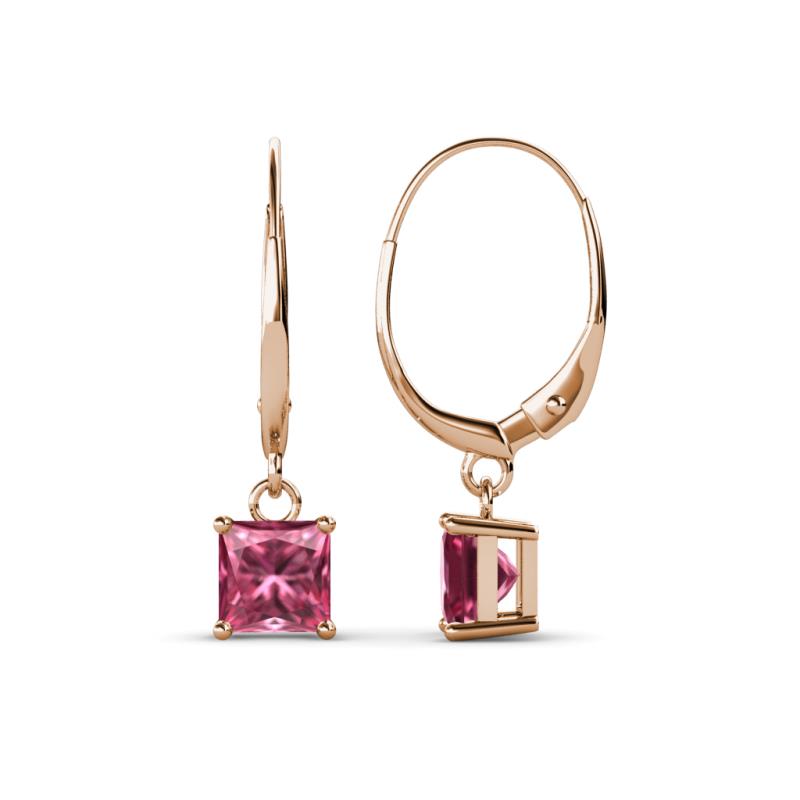 Qiana Pink Tourmaline (5.5mm) Solitaire Dangling Earrings 