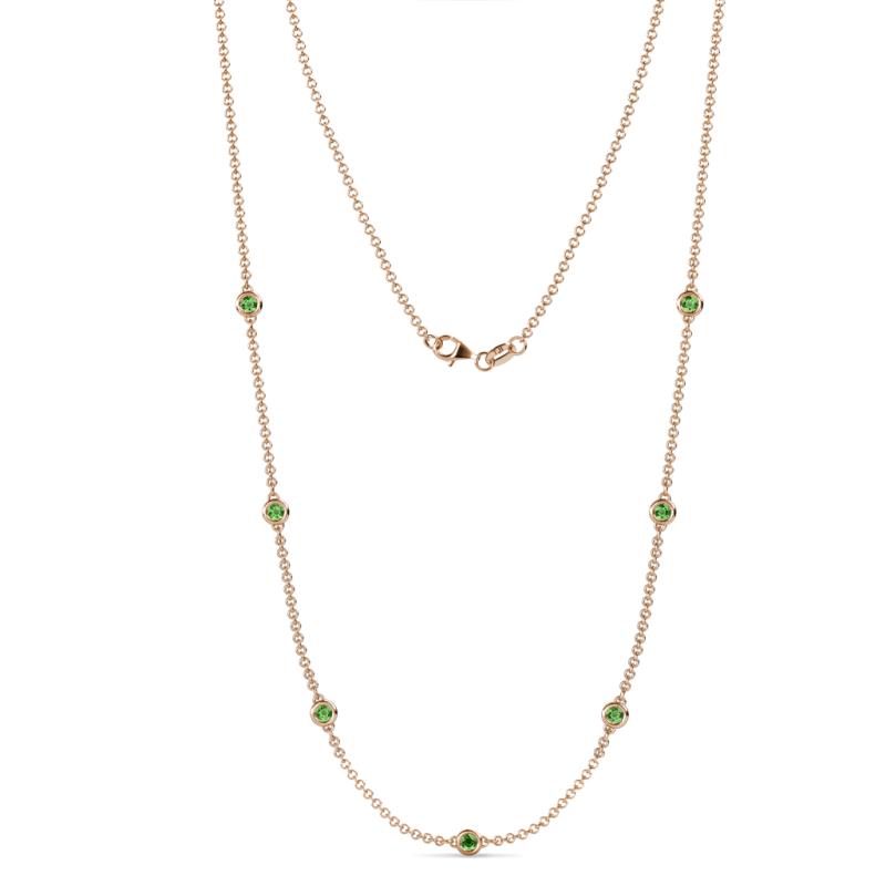 Salina (7 Stn/3.4mm) Green Garnet on Cable Necklace 