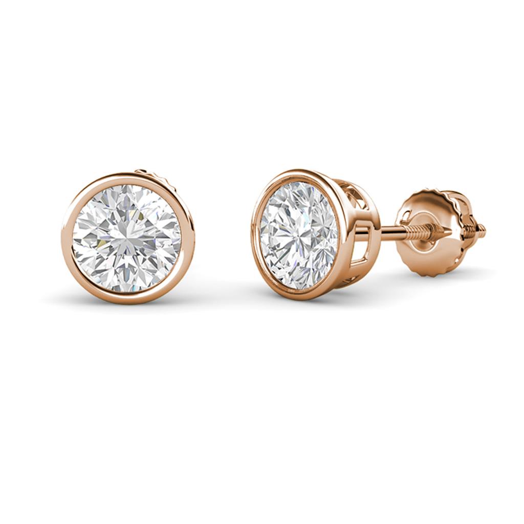 Carys White Sapphire (5.8mm) Solitaire Stud Earrings 