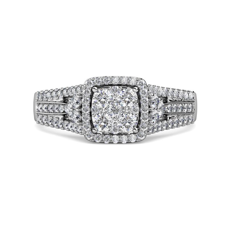 Raina Prima Round Composite Diamond 1.00 ctw Vintage Style Cluster Halo Ring 