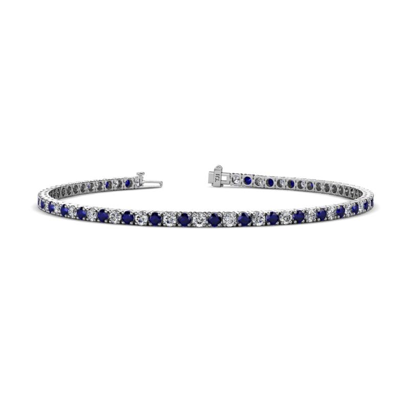 Leslie 2.40 mm Blue Sapphire and Diamond Eternity Tennis Bracelet 