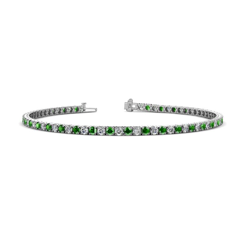 Leslie 2.40 mm Green Garnet and Diamond Eternity Tennis Bracelet 