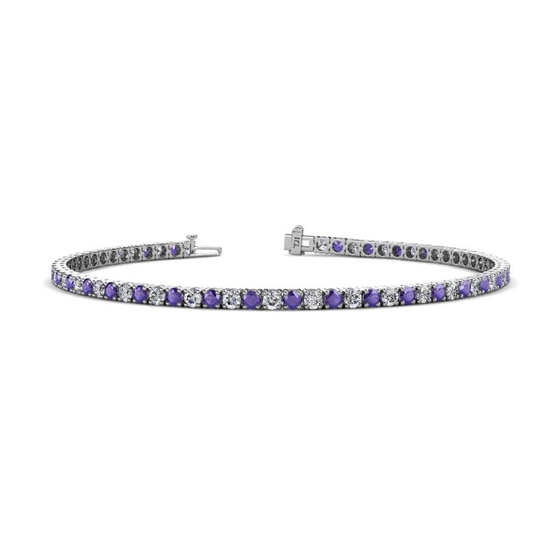 Leslie 2.40 mm Iolite and Diamond Eternity Tennis Bracelet 