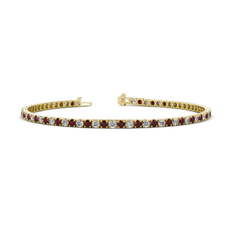 Leslie 2.40 mm Red Garnet and Diamond Eternity Tennis Bracelet 