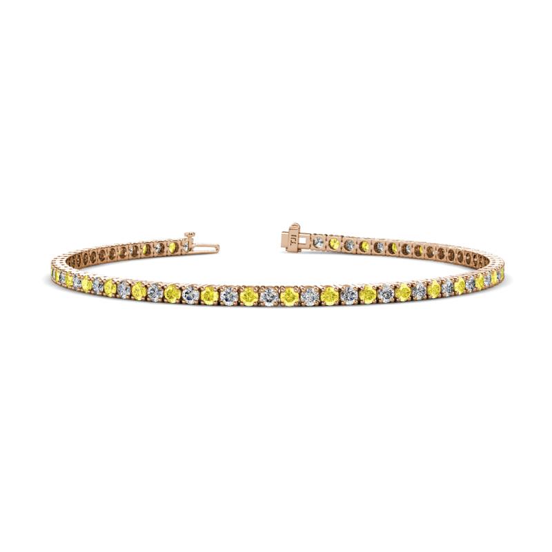 Leslie 2.40 mm Yellow Sapphire and Diamond Eternity Tennis Bracelet 