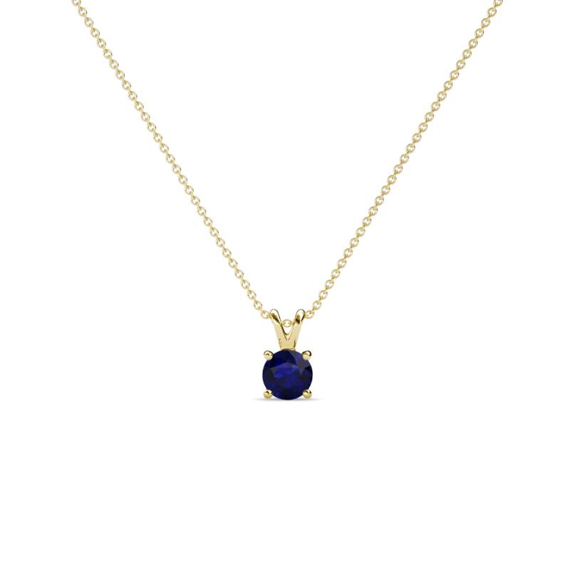 Jassiel 3.00 mm Round Blue Sapphire Double Bail Solitaire Pendant Necklace 