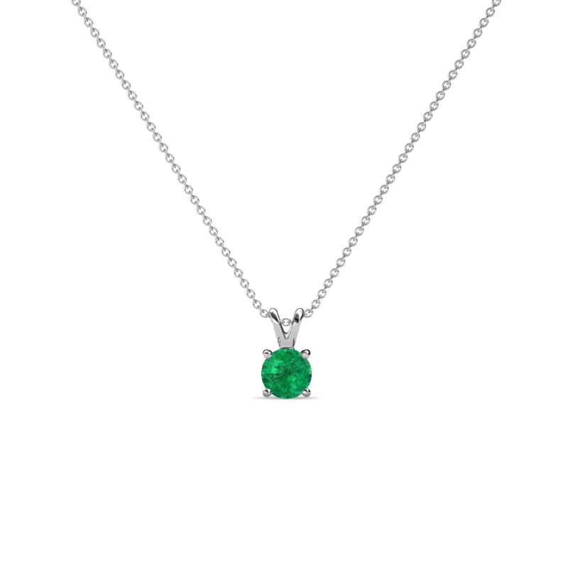 Jassiel 3.00 mm Round Emerald Double Bail Solitaire Pendant Necklace 