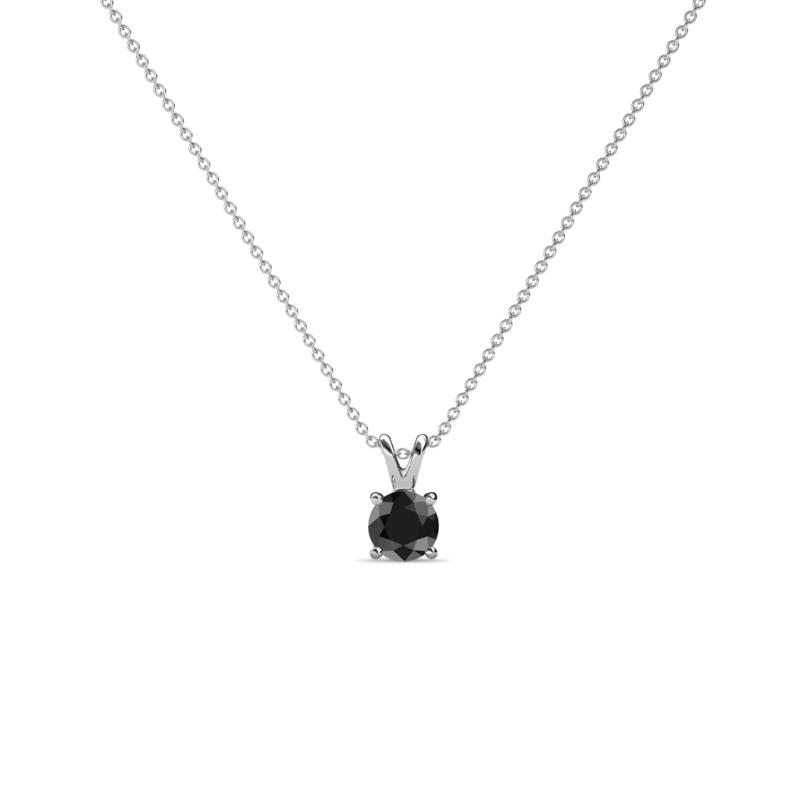 Jassiel 3.00 mm Round Black Diamond Double Bail Solitaire Pendant Necklace 