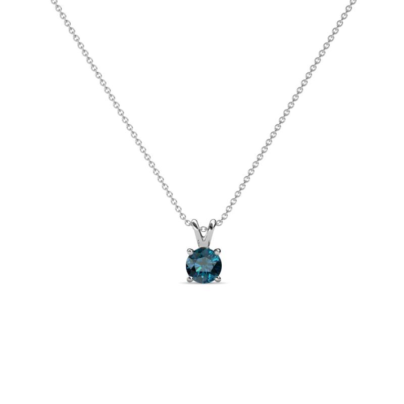 Jassiel 3.00 mm Round Blue Diamond Double Bail Solitaire Pendant Necklace 