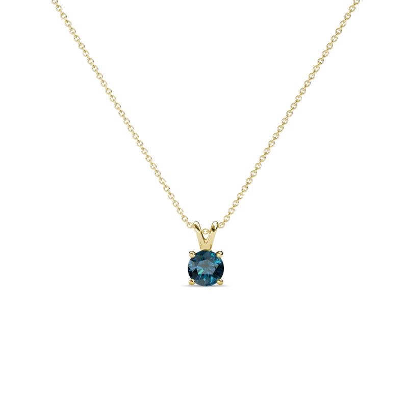 Jassiel 3.00 mm Round Blue Diamond Double Bail Solitaire Pendant Necklace 