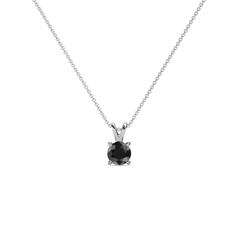 Jassiel 3.50 mm Round Black Diamond Double Bail Solitaire Pendant Necklace 