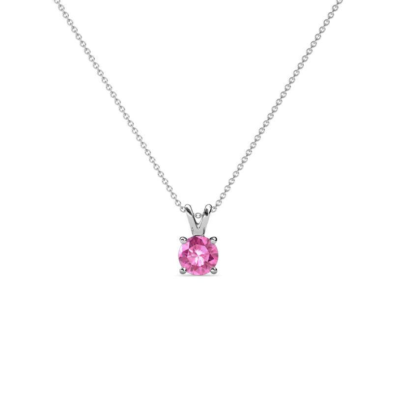 Jassiel 4.00 mm Round Pink Sapphire Double Bail Solitaire Pendant Necklace 