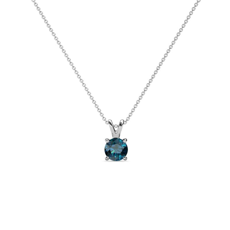 Jassiel 4.00 mm Round Blue Diamond Double Bail Solitaire Pendant Necklace 