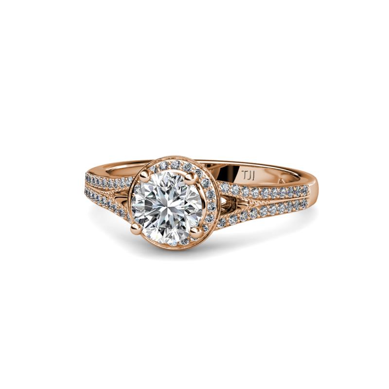 Levana Signature Lab Grown and Mined Diamond Halo Engagement Ring 
