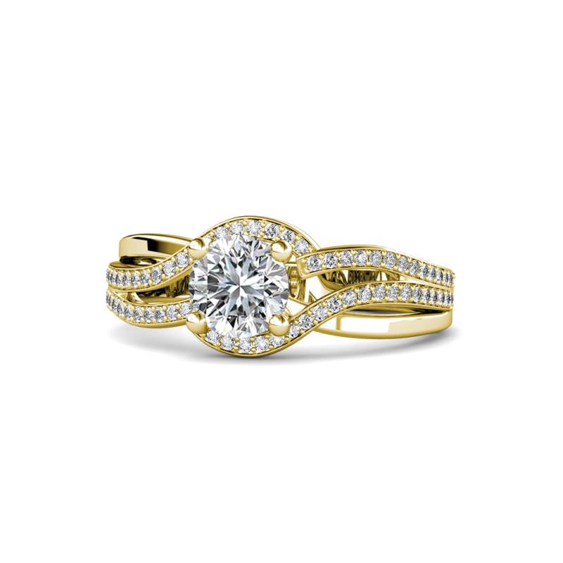 Aimee Signature 1.33 ctw IGI Certified Lab Grown Diamond (VS1/F) and Natural Diamond Bypass Halo Engagement Ring 