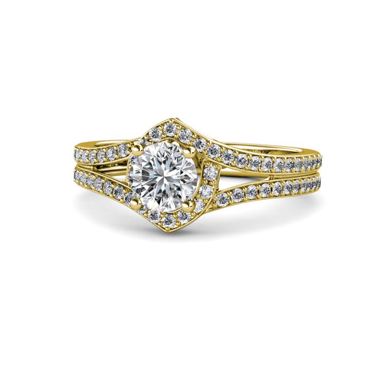 Meryl Signature 1.30 ctwIGI Certified Round Lab Grown Diamond (VS1/F) and Natural Diamond Engagement Ring 