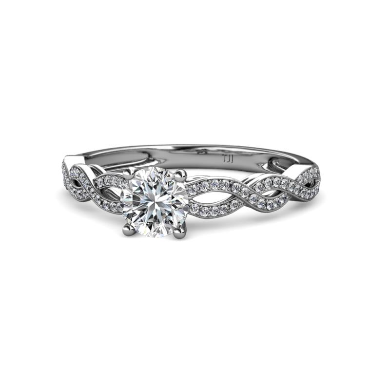 Anwil Signature 1.24 ctw IGI Certified Lab Grown Diamond Round (6.50 mm) & Natural Diamond (1.10 mm) Engagement Ring 