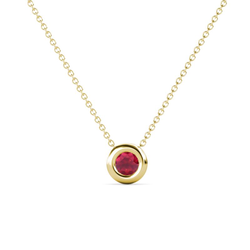 Arela 4.40 mm Round Ruby Donut Bezel Solitaire Pendant Necklace 