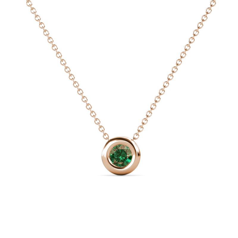 Arela 4.40 mm Round Lab Created Alexandrite Donut Bezel Solitaire Pendant Necklace 