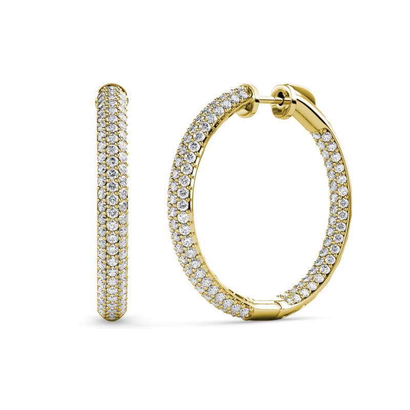 Sophie Round Diamond 3 Row Pave Set Inside Out Hoop Earrings 
