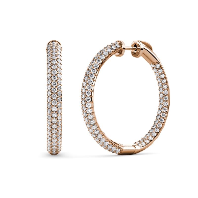 Sophie Round Diamond 3 Row Pave Set Inside Out Hoop Earrings 