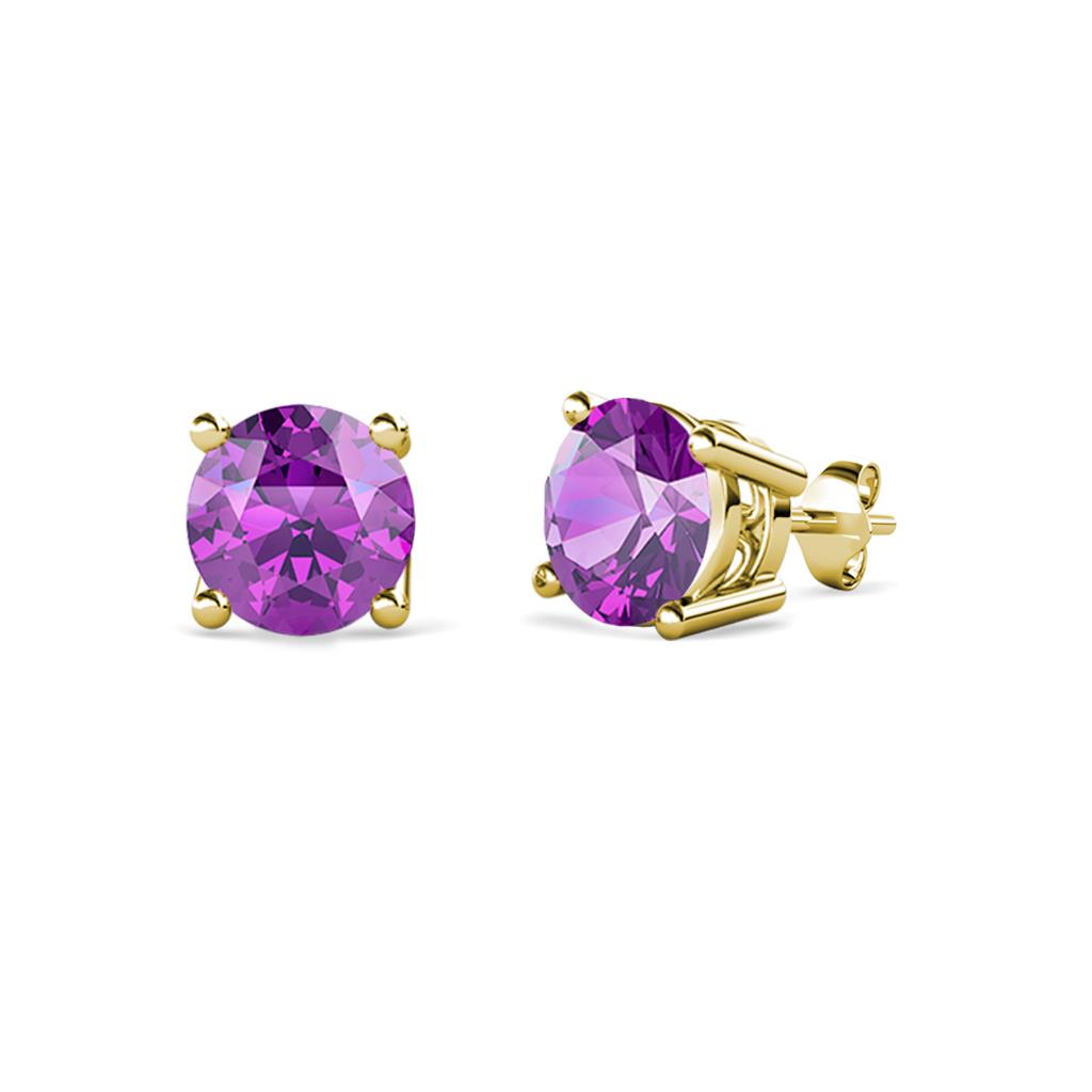 Alina Amethyst Solitaire Stud Earrings Amethyst Four Prong Solitaire Womens Stud Earrings ctw K Yellow Gold