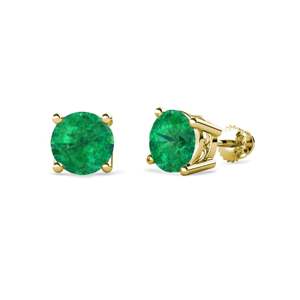 Alina Emerald Solitaire Stud Earrings Emerald Four Prong Solitaire Womens Stud Earrings ctw K Yellow Gold