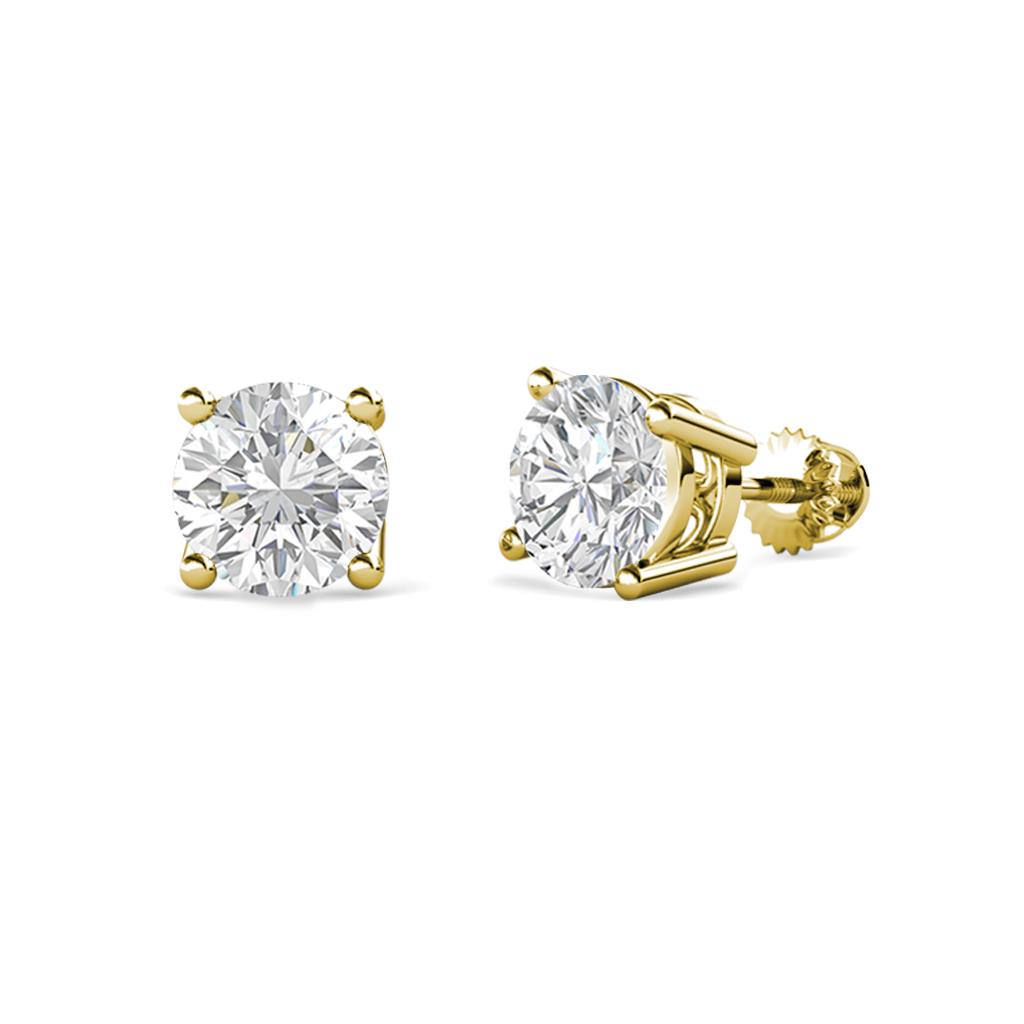 Alina White Sapphire Solitaire Stud Earrings White Sapphire Four Prong Solitaire Womens Stud Earrings ctw K Yellow Gold