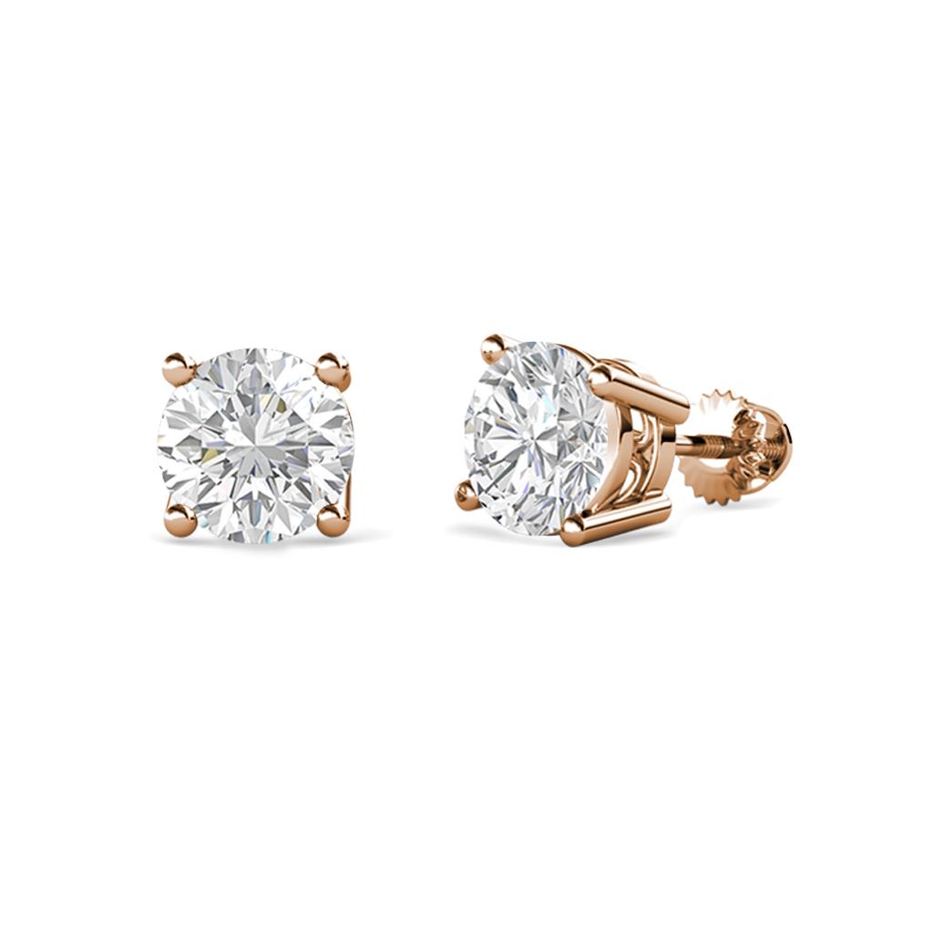 Alina White Sapphire Solitaire Stud Earrings White Sapphire Four Prong Solitaire Womens Stud Earrings ctw K Rose Gold