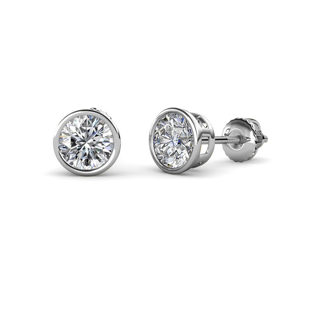 Carys Round Diamond 3/4 ctw (SI1/GH) Bezel Set Solitaire Stud Earrings 