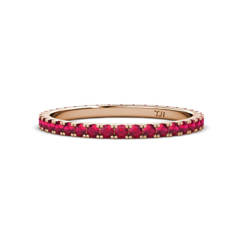 Lara Ruby Eternity Band Round Ruby ctw French Set Womens Eternity Ring Stackable K Rose Gold