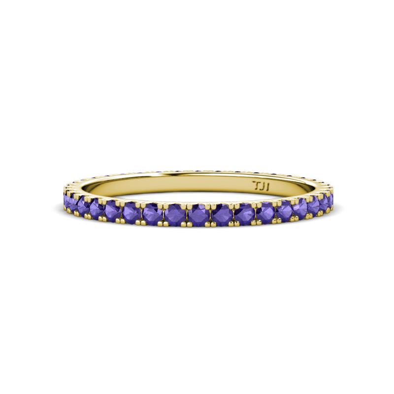 Lara Iolite Eternity Band Round Iolite ctw French Set Womens Eternity Ring Stackable K Yellow Gold