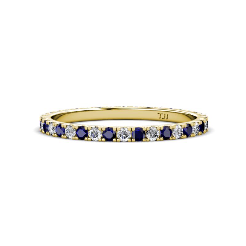 Lara Blue Sapphire and Diamond Eternity Band Round Blue Sapphire and Diamond ctw French Set Womens Eternity Ring Stackable K Yellow Gold