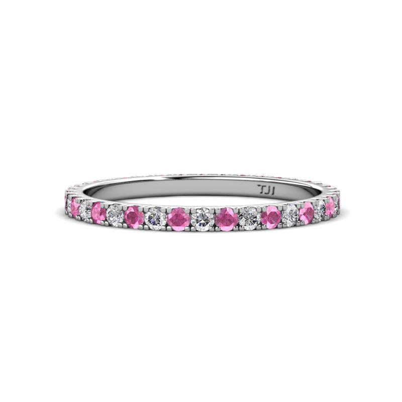 Lara Pink Sapphire and Diamond Eternity Band Round Pink Sapphire and Diamond ctw French Set Womens Eternity Ring Stackable K White Gold