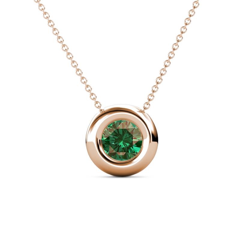 Arela 6.50 mm Round Lab Created Alexandrite Donut Bezel Solitaire Pendant Necklace 