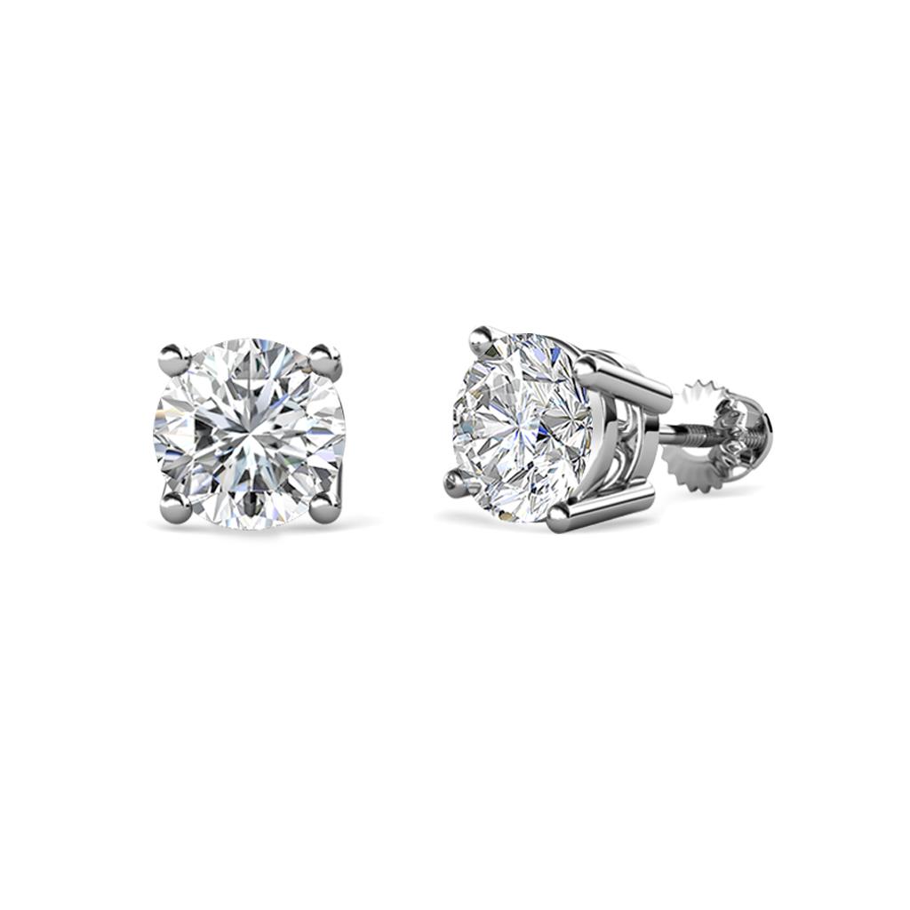 Alina Round Diamond 1.00 ctw (SI1/GH) Four Prongs Solitaire Stud Earrings 
