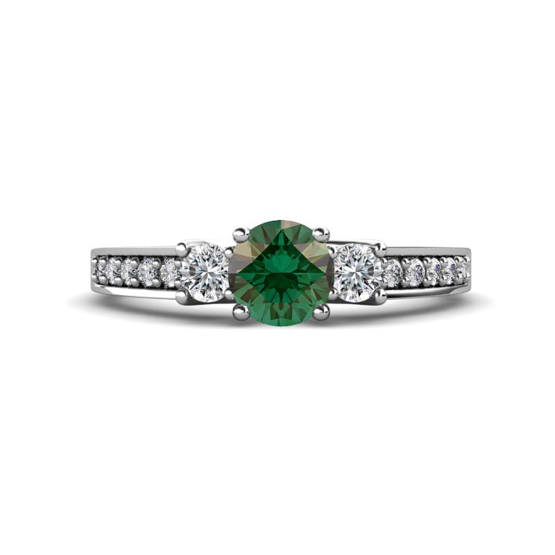 Valene Diamond and Lab Created Alexandrite Three Stone Engagement Ring 