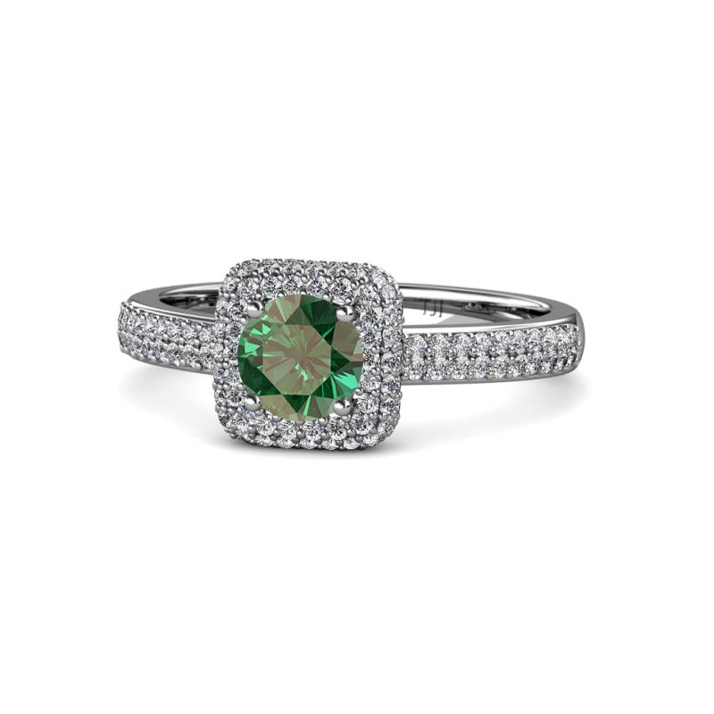 Amias Signature Diamond and Lab Created Alexandrite Halo Engagement Ring 
