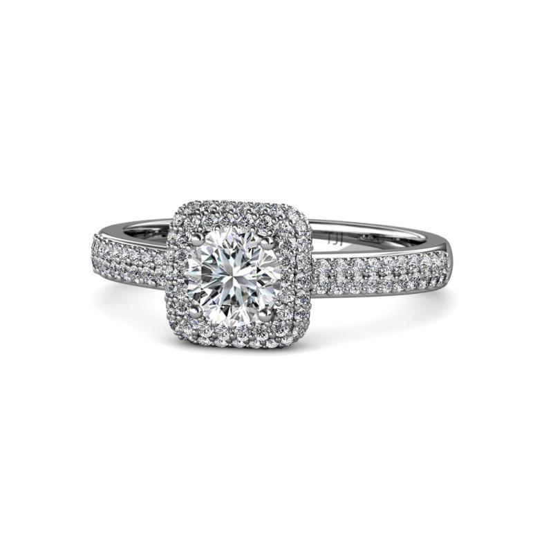 Amias Signature 1.70 ctw IGI Certified Lab Grown Diamond Round (6.50 mm) & Natural Diamond Round (1.20 mm) Halo Engagement Ring 
