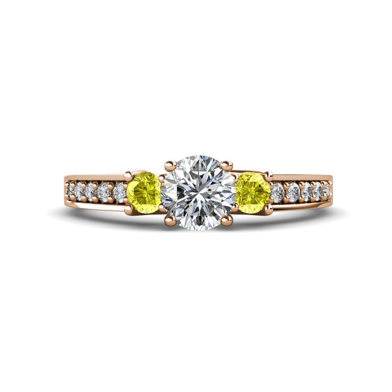 Valene Yellow and White Lab Grown Diamond Three Stone Engagement Ring 
