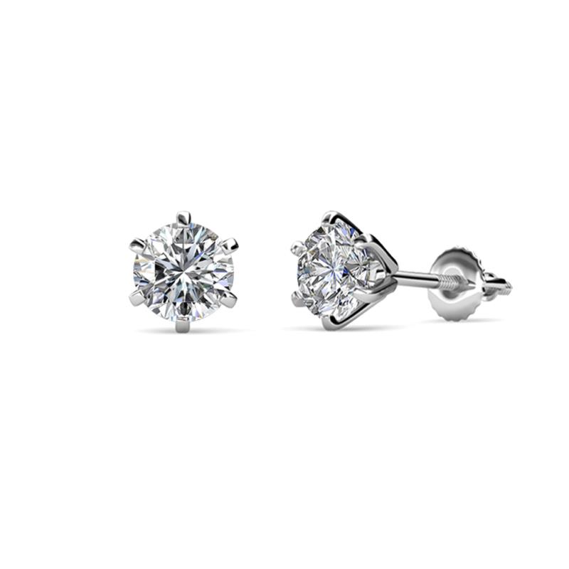 Kenna Natural Round Diamond Six Prongs Martini Solitaire Stud Earrings 