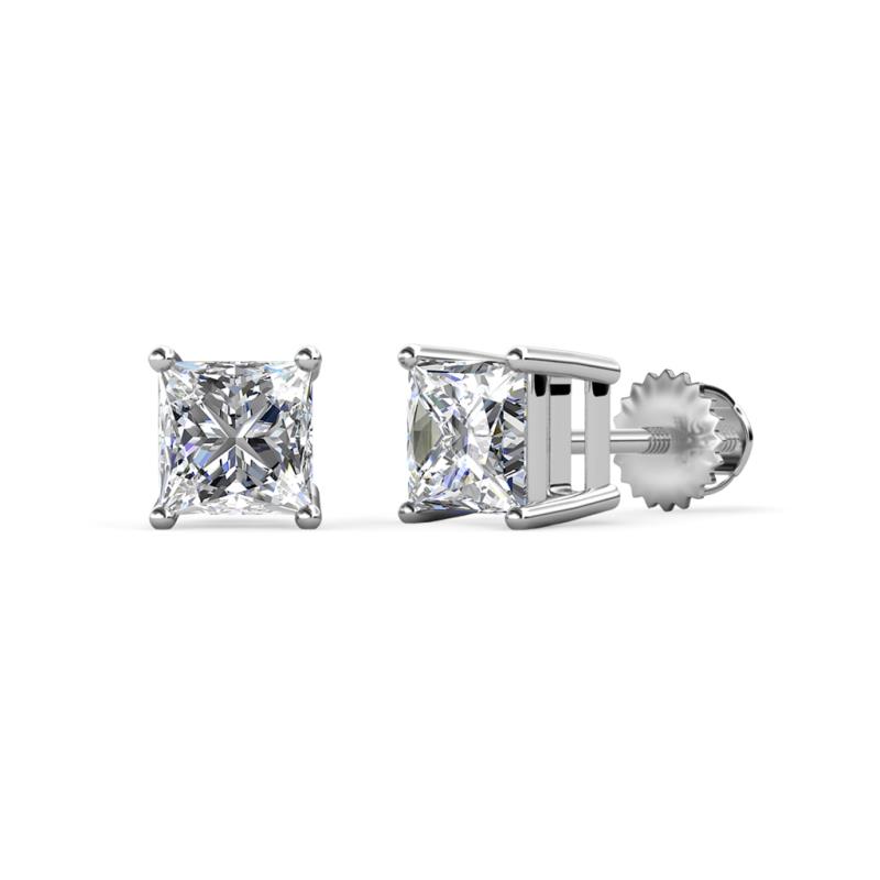 Zoey Princess Cut Diamond  1.00 ctw (SI2/HI) Four Prongs Solitaire Stud Earrings 