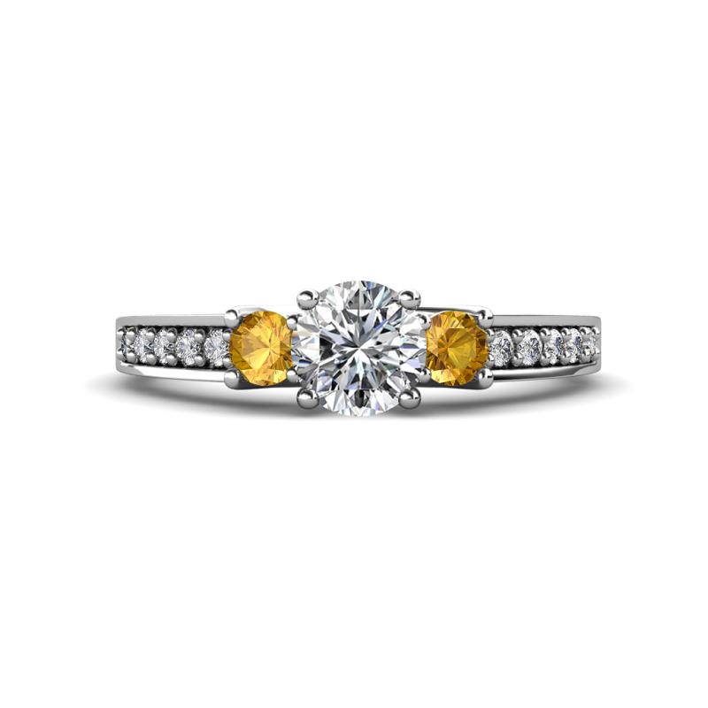 Valene Diamond and Citrine Three Stone Engagement Ring 