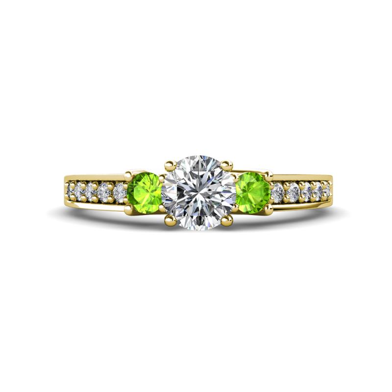 Valene Diamond and Peridot Three Stone Engagement Ring 