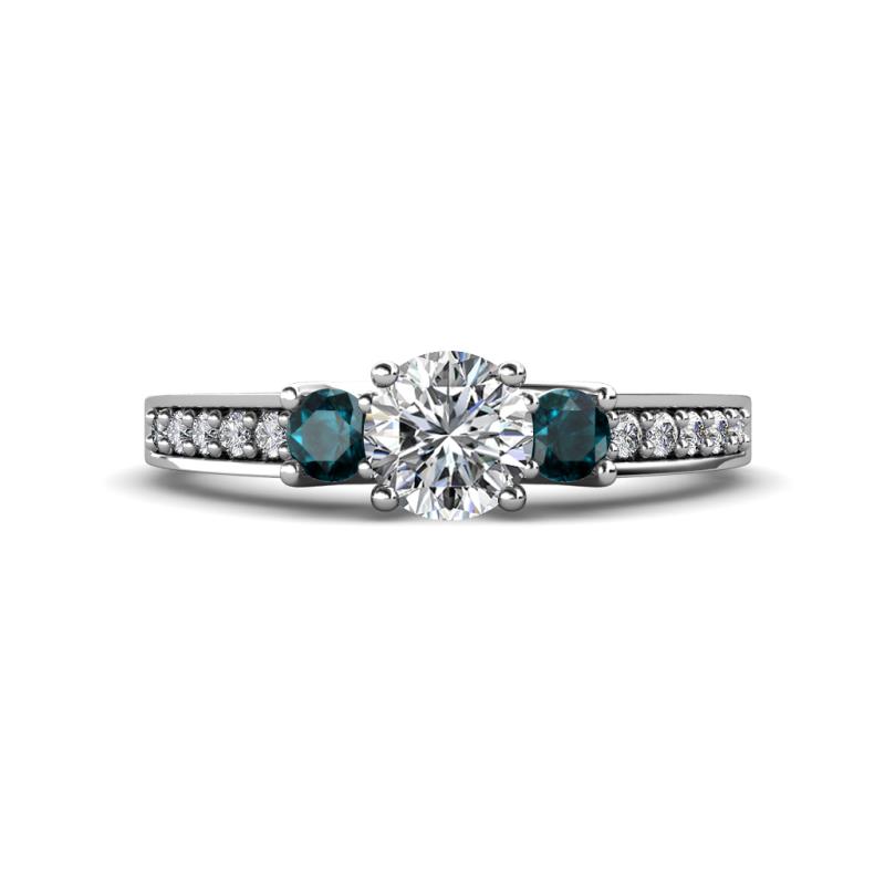 Valene Diamond and London Blue Topaz Three Stone Engagement Ring 