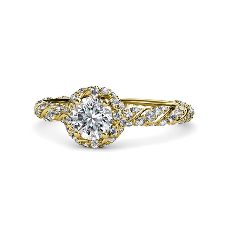 Allene Signature 1.54 ctw IGI Certified Lab Grown Diamond Round (6.50 mm) & Natural Diamond Round (1.20 mm) Halo Engagement Ring 