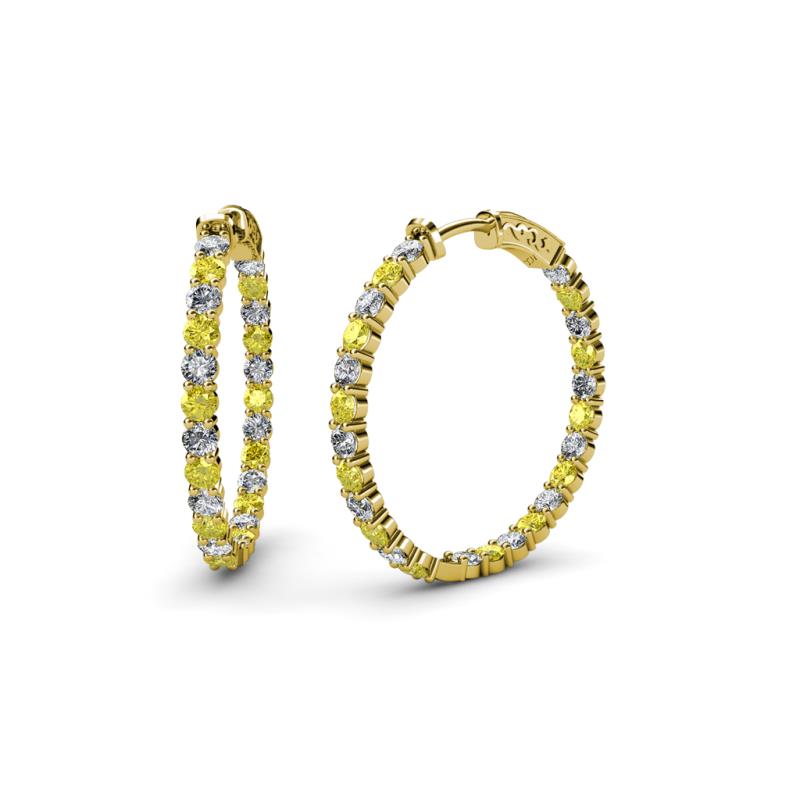 Carisa 2.00 ctw (2.30 mm) Inside Outside Round Yellow Sapphire and Lab Grown Diamond Eternity Hoop Earrings 